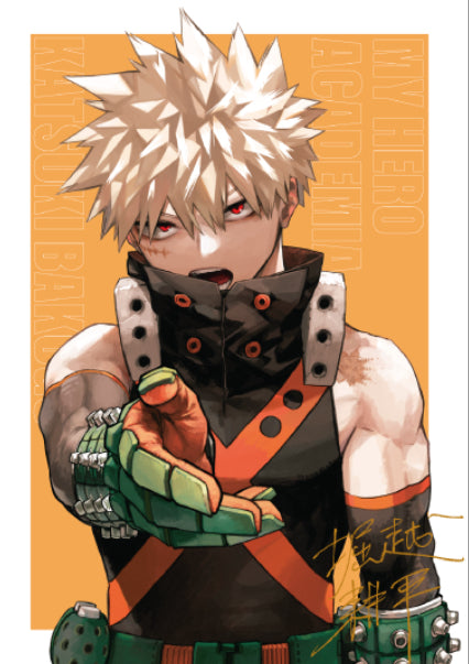 Horikoshi Signed Katsuki Bakugo Poster A3 Size